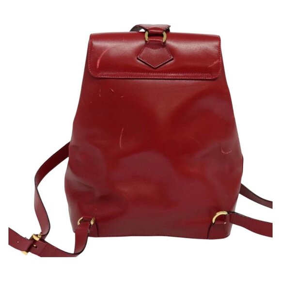 Salvatore Ferragamo Vala Backpack Leather Red Gold Auth 138862 - Picture 4 of 14